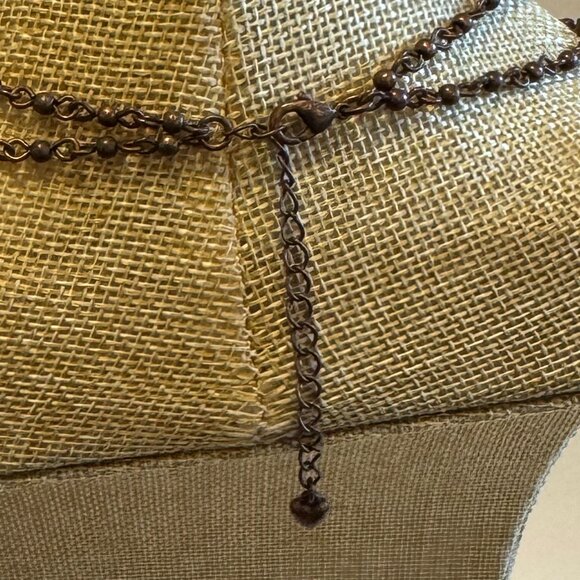 Bronze Two Strand Hanging Heart Necklace - Picture 5 of 5